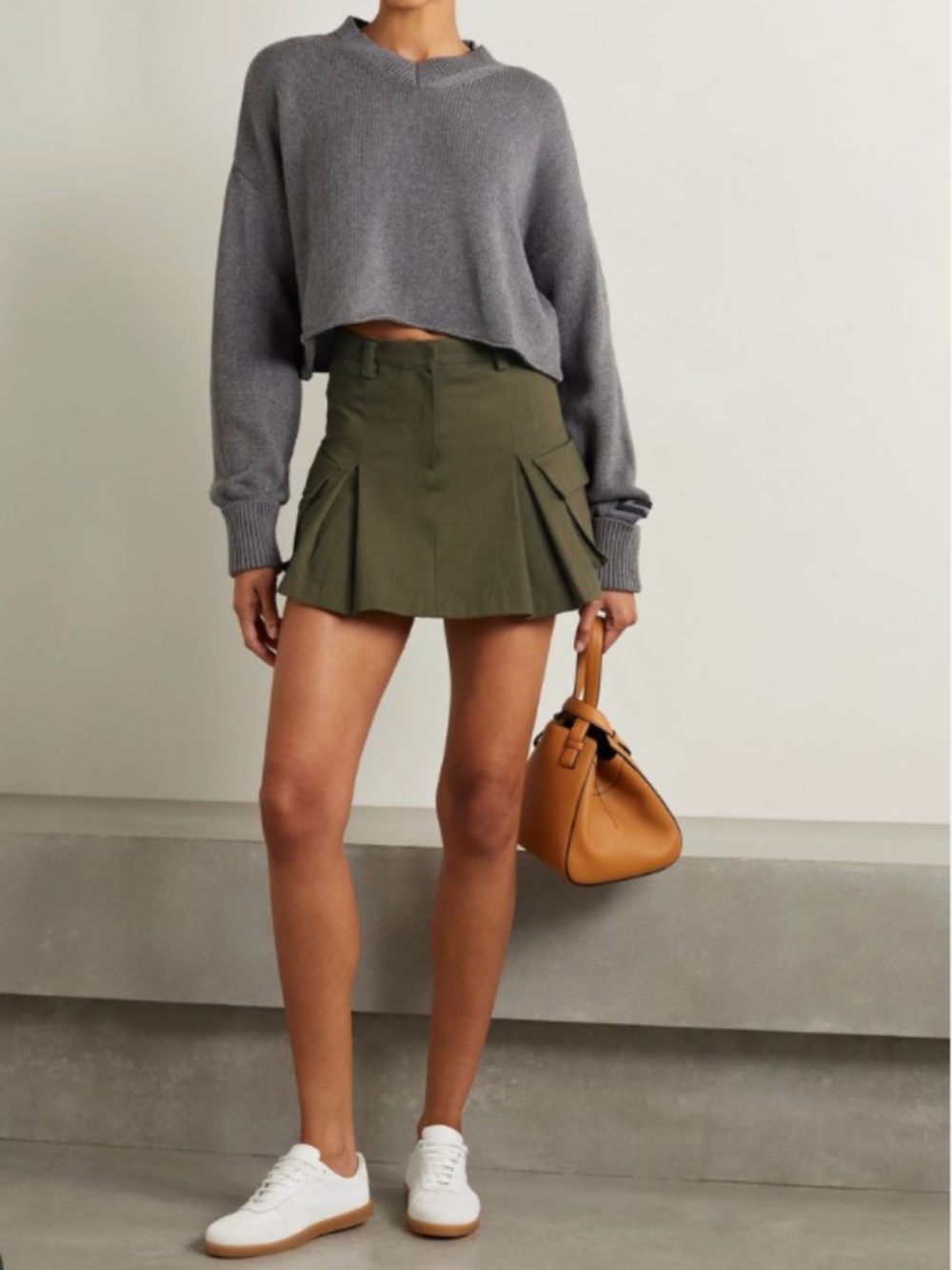 THE FRANKIE SHOP GREEN PLEATED CARGO MINI SKIRT